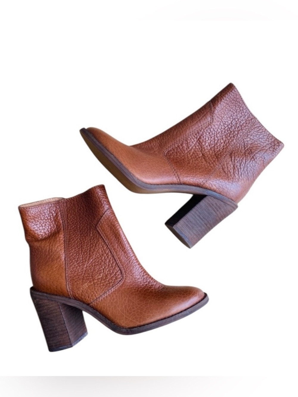Madewell pebble leather heel ankle booties